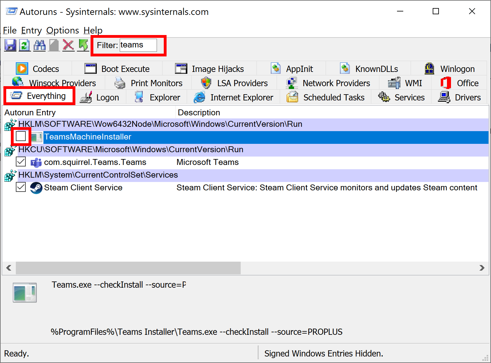 Sysinternals Autoruns, fix ffmpeg.dll is missing when installing Microsoft Teams desktop client