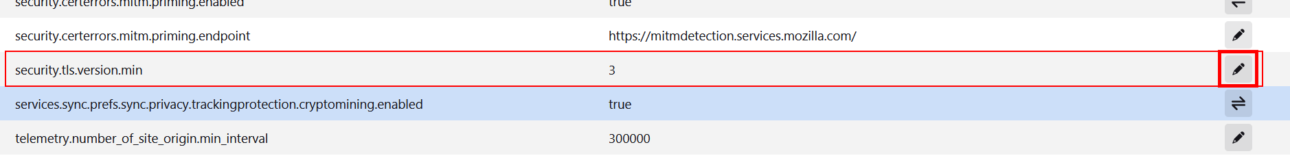 security-tls-version-min on the about:config page