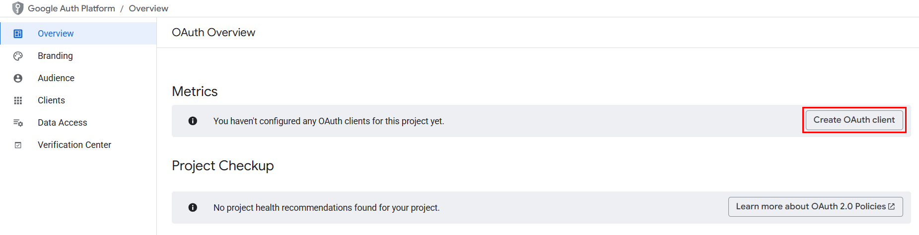 Create OAuth client