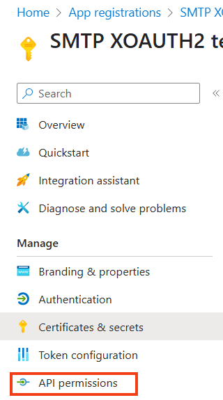 Go to API permissions