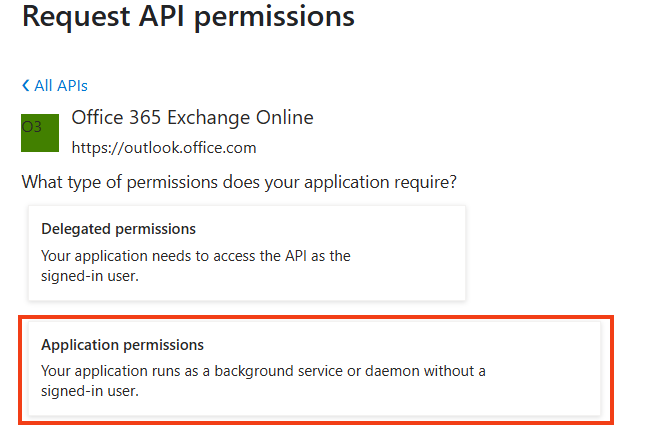 Choose Application permissions