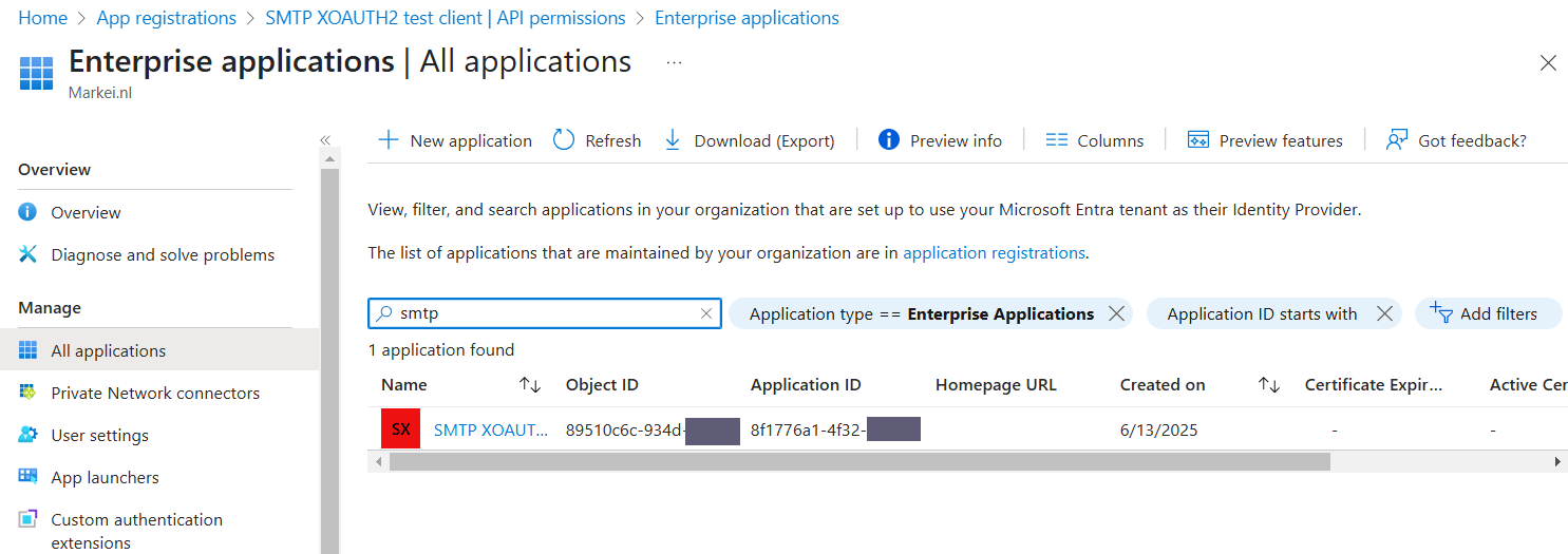 Search for the application