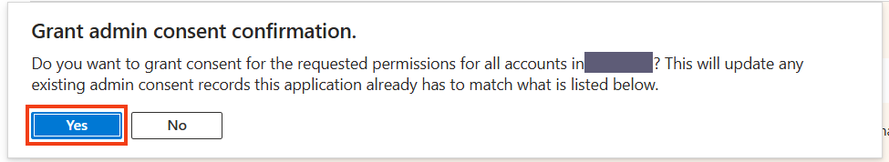 Confirm the grant of admin consent