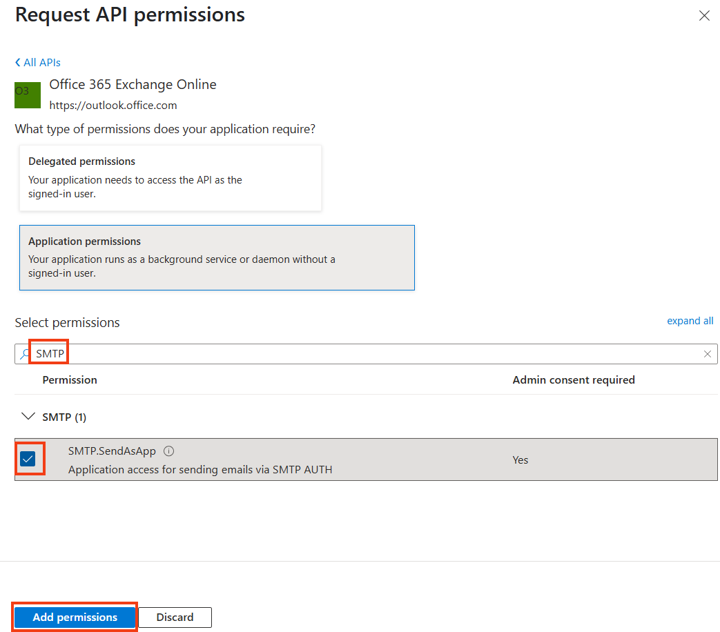 Search for SMTP and select SMTP.SendAsApp